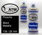 Preview: Porsche, Black Metallic, 738 / Z8 744: 400ml Sprühdose + 400ml Klarlack - Set, von ATW Autoteile West.